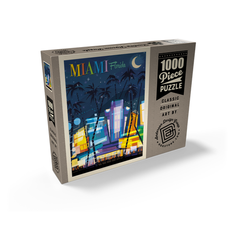 Miami, FL: South Beach (Mod Design), Vintage Poster 1000 Jigsaw Puzzle box view2