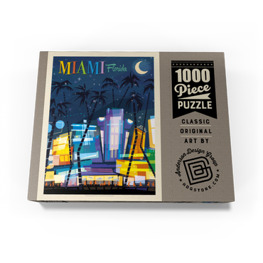 Miami, FL: South Beach (Mod Design), Vintage Poster 1000 Jigsaw Puzzle box view3