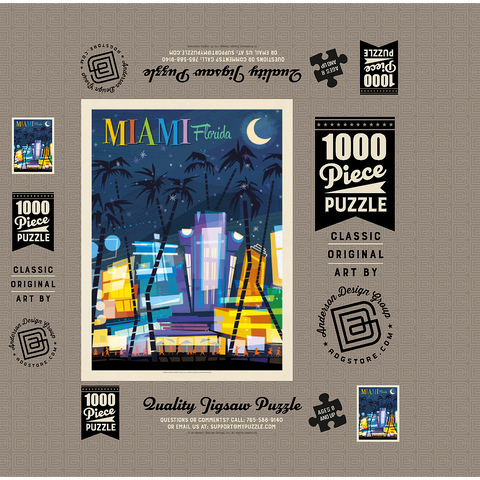 Miami, FL: South Beach (Mod Design), Vintage Poster 1000 Jigsaw Puzzle box 3D Modell