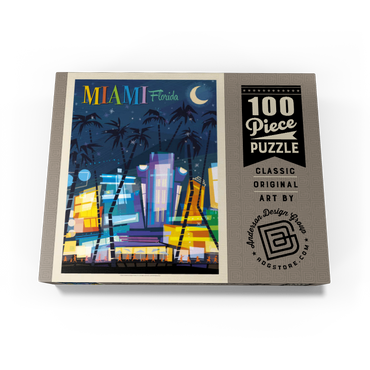 Miami, FL: South Beach (Mod Design), Vintage Poster 100 Jigsaw Puzzle box view3