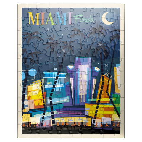 puzzleplate Miami, FL: South Beach (Mod Design), Vintage Poster 100 Jigsaw Puzzle