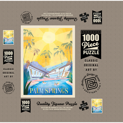 Palm Springs, CA (Mod Design), Vintage Poster 1000 Jigsaw Puzzle box 3D Modell