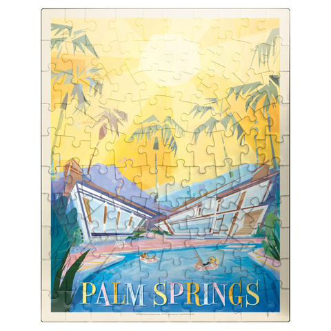 puzzleplate Palm Springs, CA (Mod Design), Vintage Poster 100 Jigsaw Puzzle