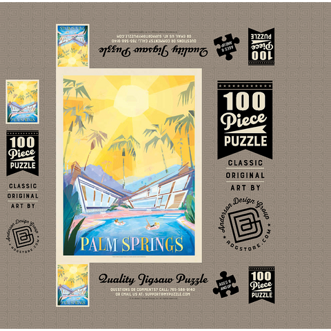 Palm Springs, CA (Mod Design), Vintage Poster 100 Jigsaw Puzzle box 3D Modell