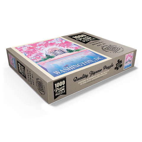 Washington, DC: Jefferson Memorial In Bloom (Mod Design), Vintage Poster 1000 Jigsaw Puzzle box view1