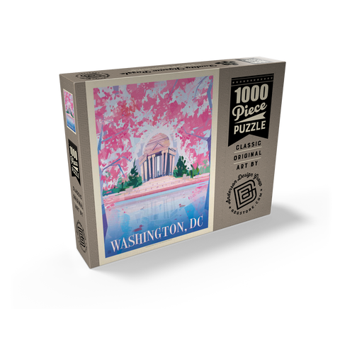 Washington, DC: Jefferson Memorial In Bloom (Mod Design), Vintage Poster 1000 Jigsaw Puzzle box view2