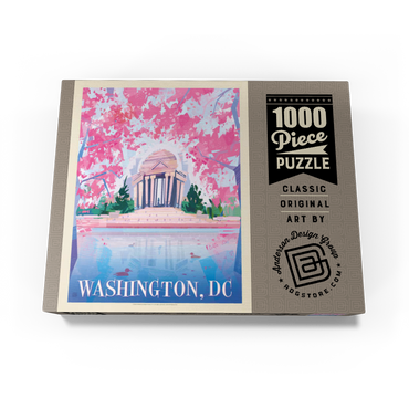 Washington, DC: Jefferson Memorial In Bloom (Mod Design), Vintage Poster 1000 Jigsaw Puzzle box view3