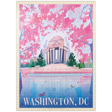 puzzleplate Washington, DC: Jefferson Memorial In Bloom (Mod Design), Vintage Poster 1000 Jigsaw Puzzle