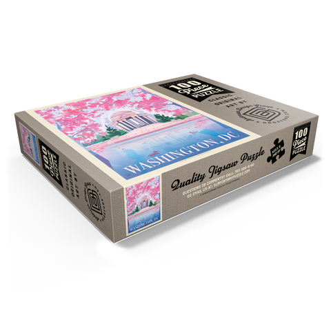 Washington, DC: Jefferson Memorial In Bloom (Mod Design), Vintage Poster 100 Jigsaw Puzzle box view1