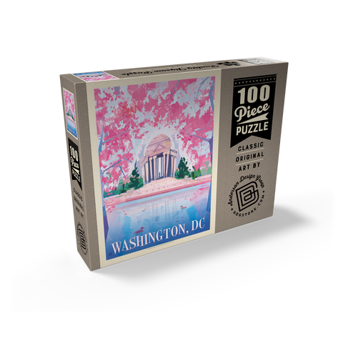 Washington, DC: Jefferson Memorial In Bloom (Mod Design), Vintage Poster 100 Jigsaw Puzzle box view2