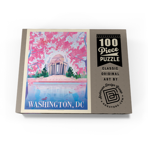 Washington, DC: Jefferson Memorial In Bloom (Mod Design), Vintage Poster 100 Jigsaw Puzzle box view3