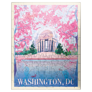 puzzleplate Washington, DC: Jefferson Memorial In Bloom (Mod Design), Vintage Poster 100 Jigsaw Puzzle