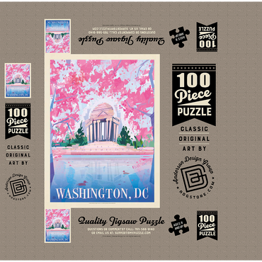 Washington, DC: Jefferson Memorial In Bloom (Mod Design), Vintage Poster 100 Jigsaw Puzzle box 3D Modell