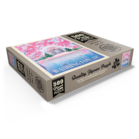 Washington, DC: Jefferson Memorial In Bloom (Mod Design), Vintage Poster 500 Jigsaw Puzzle box view1