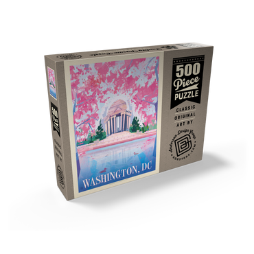 Washington, DC: Jefferson Memorial In Bloom (Mod Design), Vintage Poster 500 Jigsaw Puzzle box view2