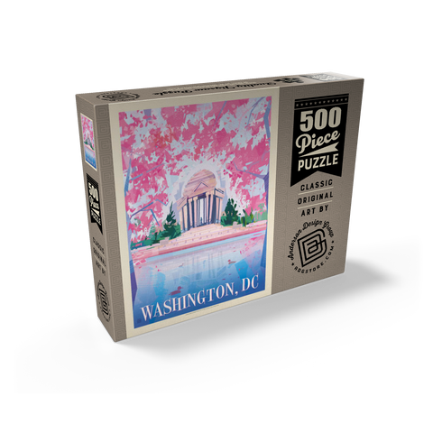 Washington, DC: Jefferson Memorial In Bloom (Mod Design), Vintage Poster 500 Jigsaw Puzzle box view2