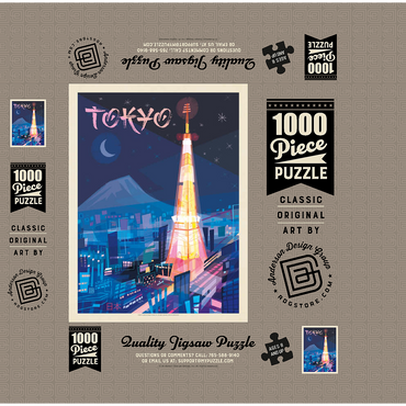 Japan: Tokyo (Mod Design), Vintage Poster 1000 Jigsaw Puzzle box 3D Modell