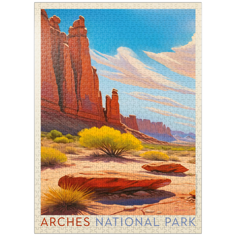 puzzleplate Arches National Park: Park Avenue Trailhead, Vintage Poster 1000 Jigsaw Puzzle