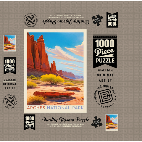 Arches National Park: Park Avenue Trailhead, Vintage Poster 1000 Jigsaw Puzzle box 3D Modell