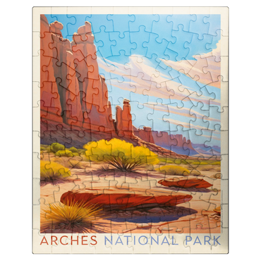 puzzleplate Arches National Park: Park Avenue Trailhead, Vintage Poster 100 Jigsaw Puzzle