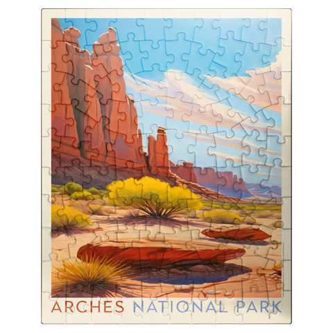 puzzleplate Arches National Park: Park Avenue Trailhead, Vintage Poster 100 Jigsaw Puzzle