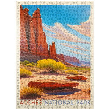 puzzleplate Arches National Park: Park Avenue Trailhead, Vintage Poster 500 Jigsaw Puzzle