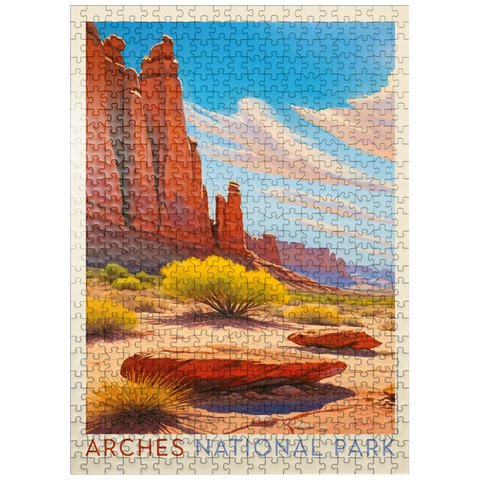 puzzleplate Arches National Park: Park Avenue Trailhead, Vintage Poster 500 Jigsaw Puzzle