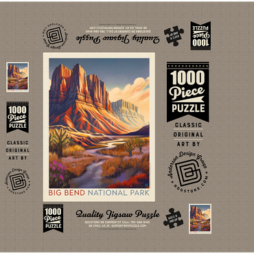 Big Bend National Park: Wonderland, Vintage Poster 1000 Jigsaw Puzzle box 3D Modell