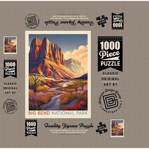 Big Bend National Park: Wonderland, Vintage Poster 1000 Jigsaw Puzzle box 3D Modell