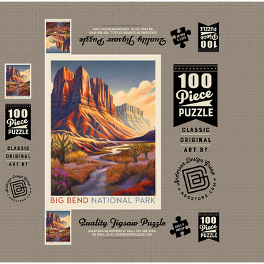 Big Bend National Park: Wonderland, Vintage Poster 100 Jigsaw Puzzle box 3D Modell