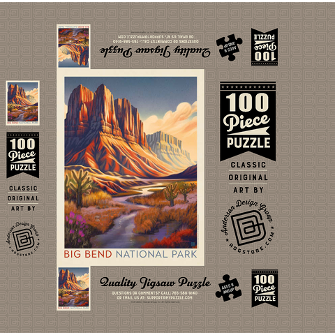 Big Bend National Park: Wonderland, Vintage Poster 100 Jigsaw Puzzle box 3D Modell