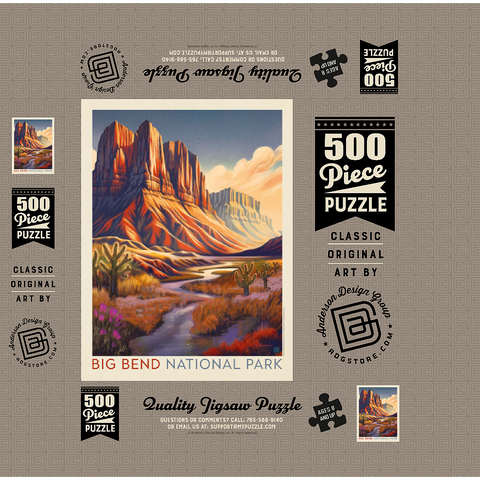 Big Bend National Park: Wonderland, Vintage Poster 500 Jigsaw Puzzle box 3D Modell