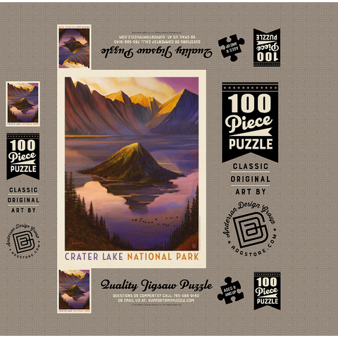 Crater Lake National Park: Morning Glory, Vintage Poster 100 Jigsaw Puzzle box 3D Modell