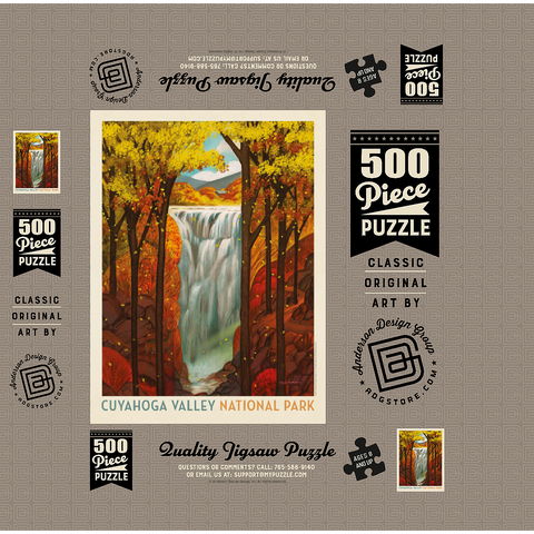 Cuyahoga Valley National Park: Autumn Glory, Vintage Poster 500 Jigsaw Puzzle box 3D Modell