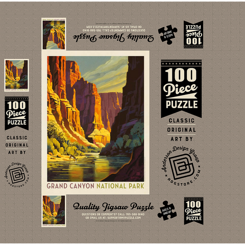 Grand Canyon National Park: Refreshing Shade, Vintage Poster 100 Jigsaw Puzzle box 3D Modell