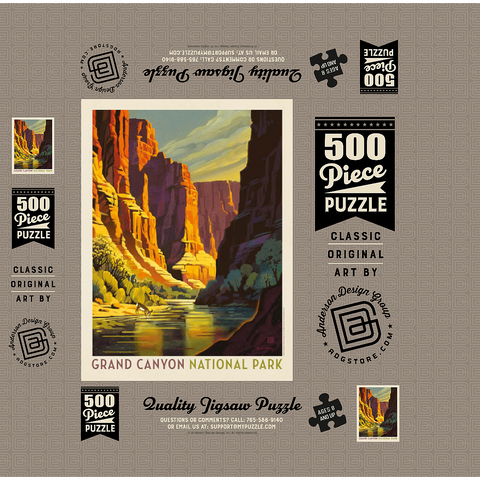 Grand Canyon National Park: Refreshing Shade, Vintage Poster 500 Jigsaw Puzzle box 3D Modell