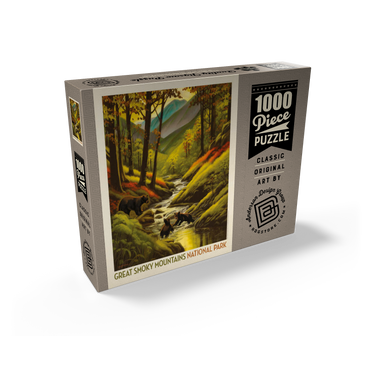 Great Smoky Mountains National Park: Splashing Cubs, Vintage Poster 1000 Jigsaw Puzzle box view2