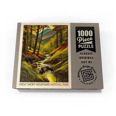 Great Smoky Mountains National Park: Splashing Cubs, Vintage Poster 1000 Jigsaw Puzzle box view3