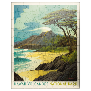 puzzleplate Hawai'i Volcanoes National Park: Lava In The Lagoon, Vintage Poster 100 Jigsaw Puzzle