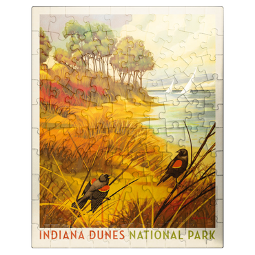 puzzleplate Indiana Dunes National Park: Red-winged Blackbirds, Vintage Poster 100 Jigsaw Puzzle