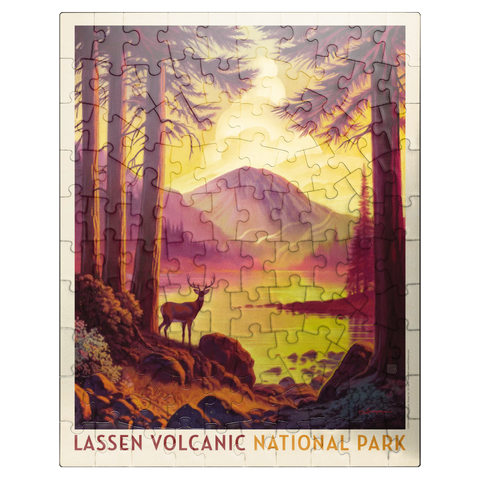 puzzleplate Lassen Volcanic National Park: Morning Mist, Vintage Poster 100 Jigsaw Puzzle