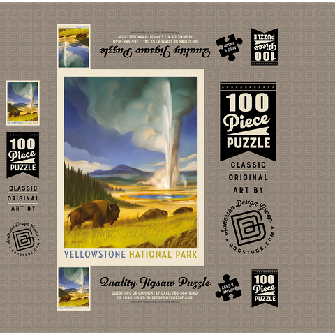 Yellowstone National Park: Wonderland, Vintage Poster 100 Jigsaw Puzzle box 3D Modell