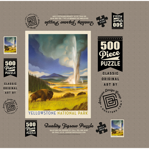 Yellowstone National Park: Wonderland, Vintage Poster 500 Jigsaw Puzzle box 3D Modell
