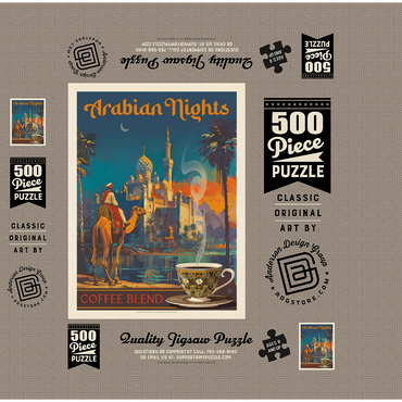 Arabian Nights Coffee Blend, Vintage Poster 500 Jigsaw Puzzle box 3D Modell