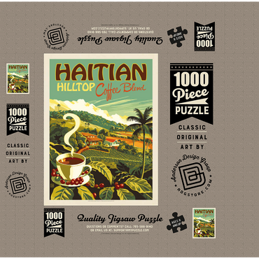 Haitian Hilltop Coffee, Vintage Poster 1000 Jigsaw Puzzle box 3D Modell