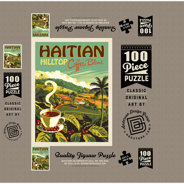 Haitian Hilltop Coffee, Vintage Poster 100 Jigsaw Puzzle box 3D Modell