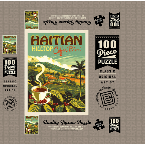 Haitian Hilltop Coffee, Vintage Poster 100 Jigsaw Puzzle box 3D Modell