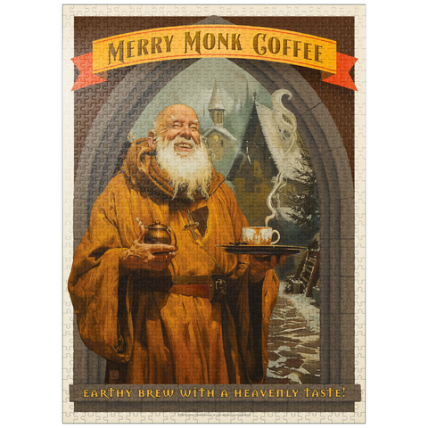 puzzleplate Merry Monk Coffee, Vintage Poster 1000 Jigsaw Puzzle