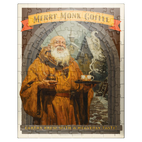 puzzleplate Merry Monk Coffee, Vintage Poster 100 Jigsaw Puzzle