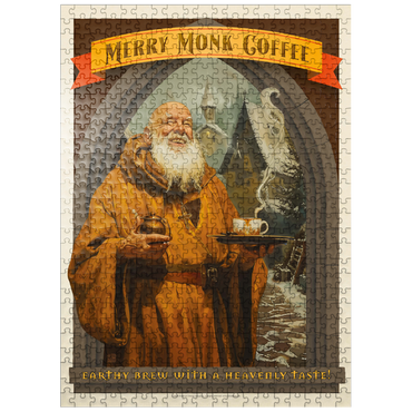 puzzleplate Merry Monk Coffee, Vintage Poster 500 Jigsaw Puzzle